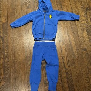 Wee Monster Blue Hoodie and Jogger Set with Lightning Bolt